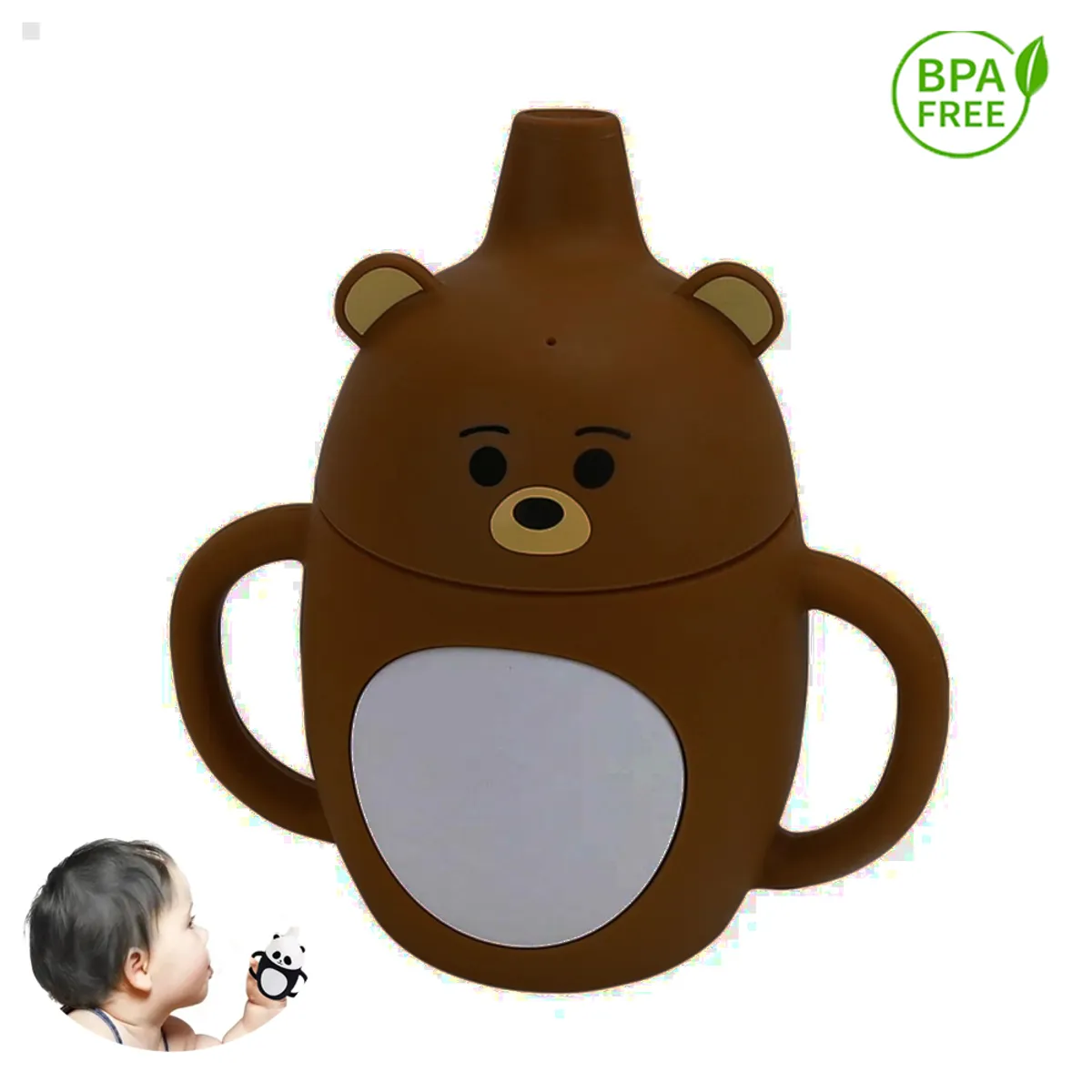 GENERICO - Vaso de Silicona Osito marron 360º anti derrame para bebe