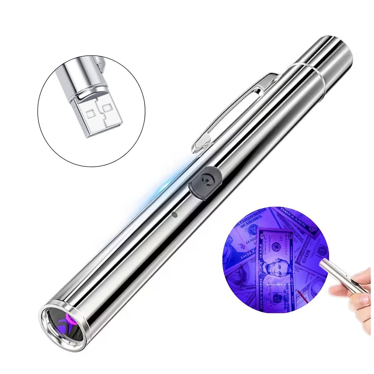 GENERICO - Linterna De Luz Led Ultravioleta Detector De Billetes Falsos 365 nm