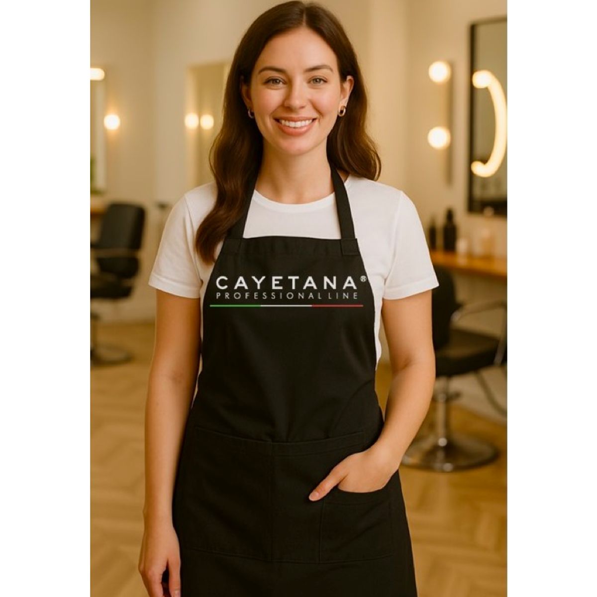 CAYETANA - DELANTAL MANDIL CON BOLSILLOS E HIDROFOBICO PARA PELUQUERIA