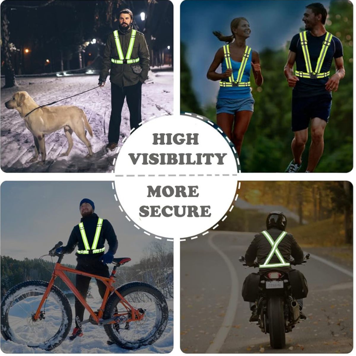 GENERICO - 2 Chaleco Ajustable Seguridad Reflectivo Ciclista Moto