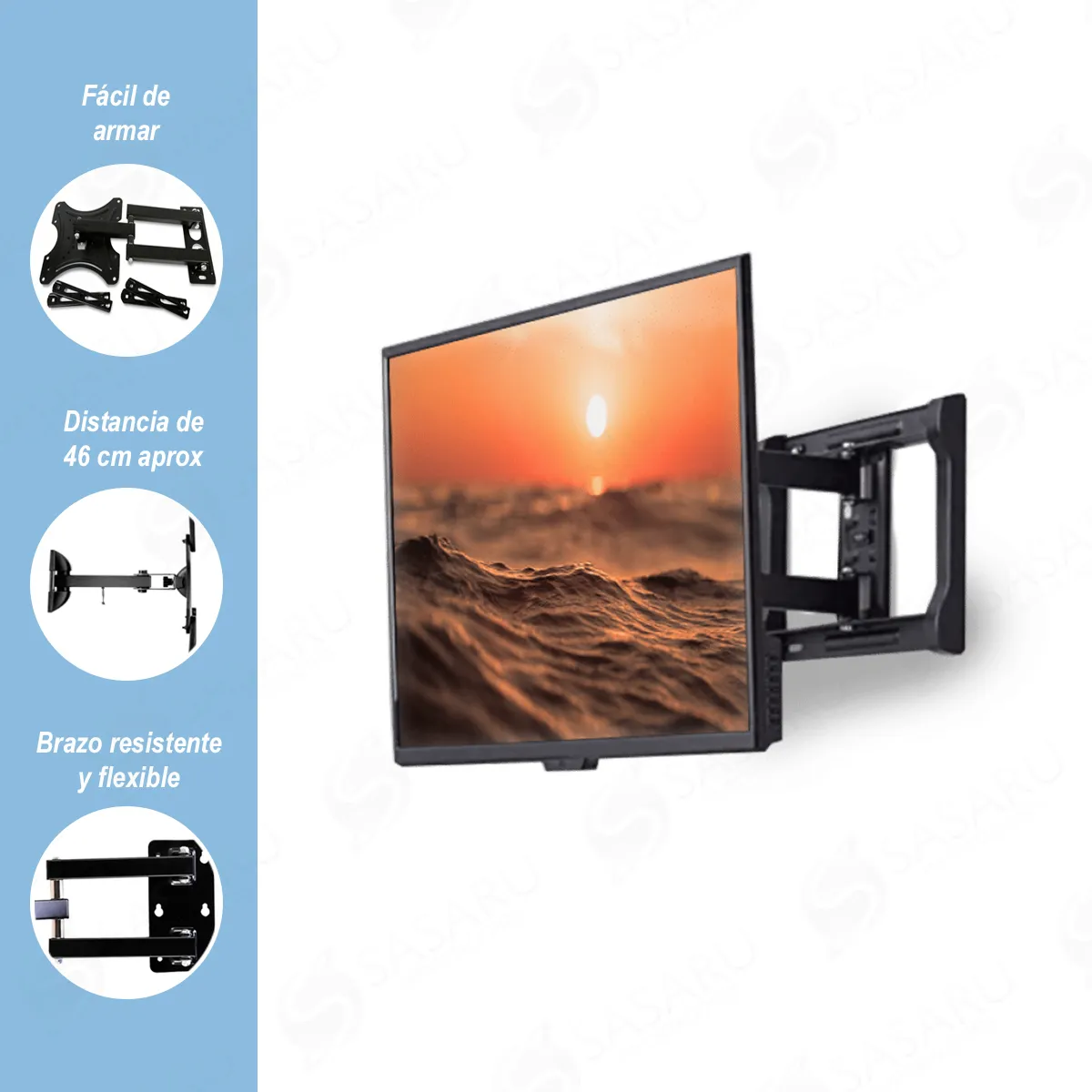 GENERICO - Rack para TV de 14”- 55” con brazo movible Negro