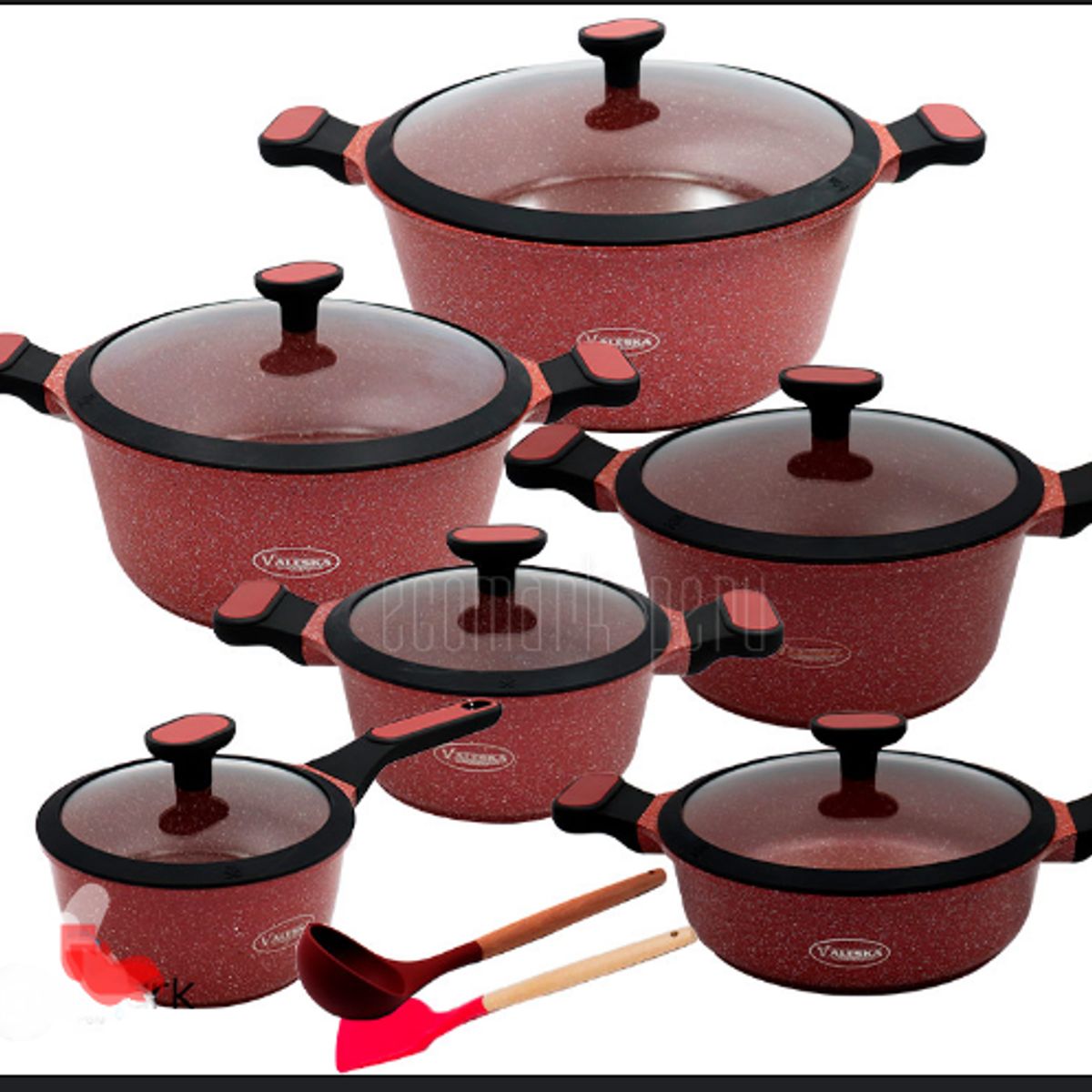 GENERICO - Juego De Ollas Roca Volcanica 12 Piezas Valeska