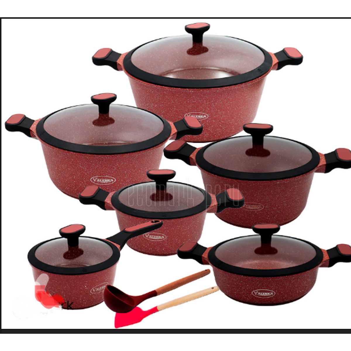 GENERICO - Juego De Ollas Roca Volcanica 12 Piezas Valeska