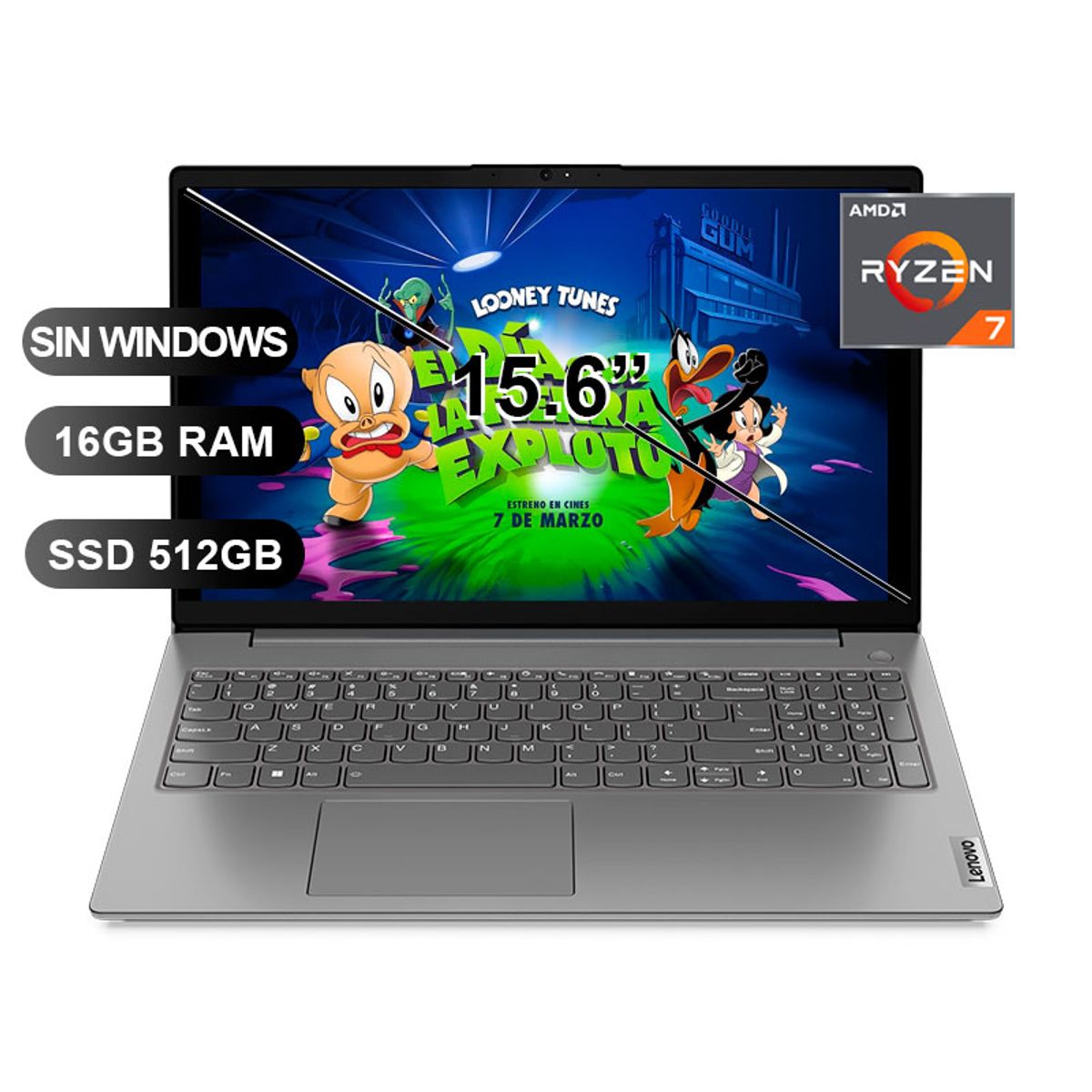 LENOVO - Laptop LENOVO V15 G4 ABP RYZEN7 7730U 16GB RAM 512GB SSD 156 SIN WINDOWS 82YY002YLM