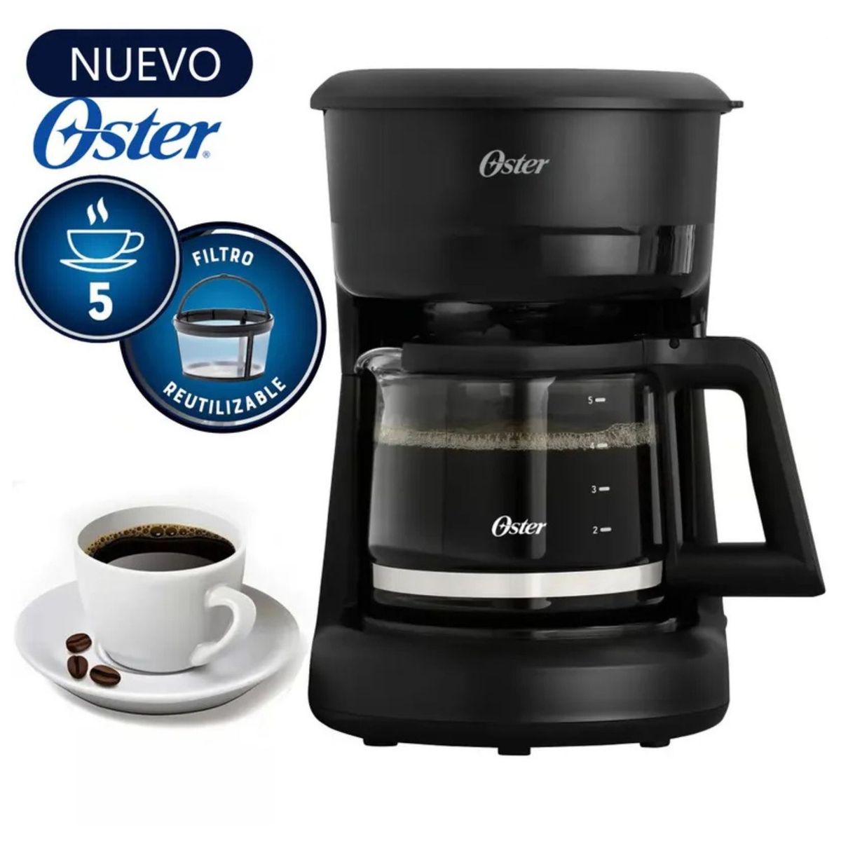 OSTER - Cafetera Oster BVSTDCS51B  5 tazas Negro