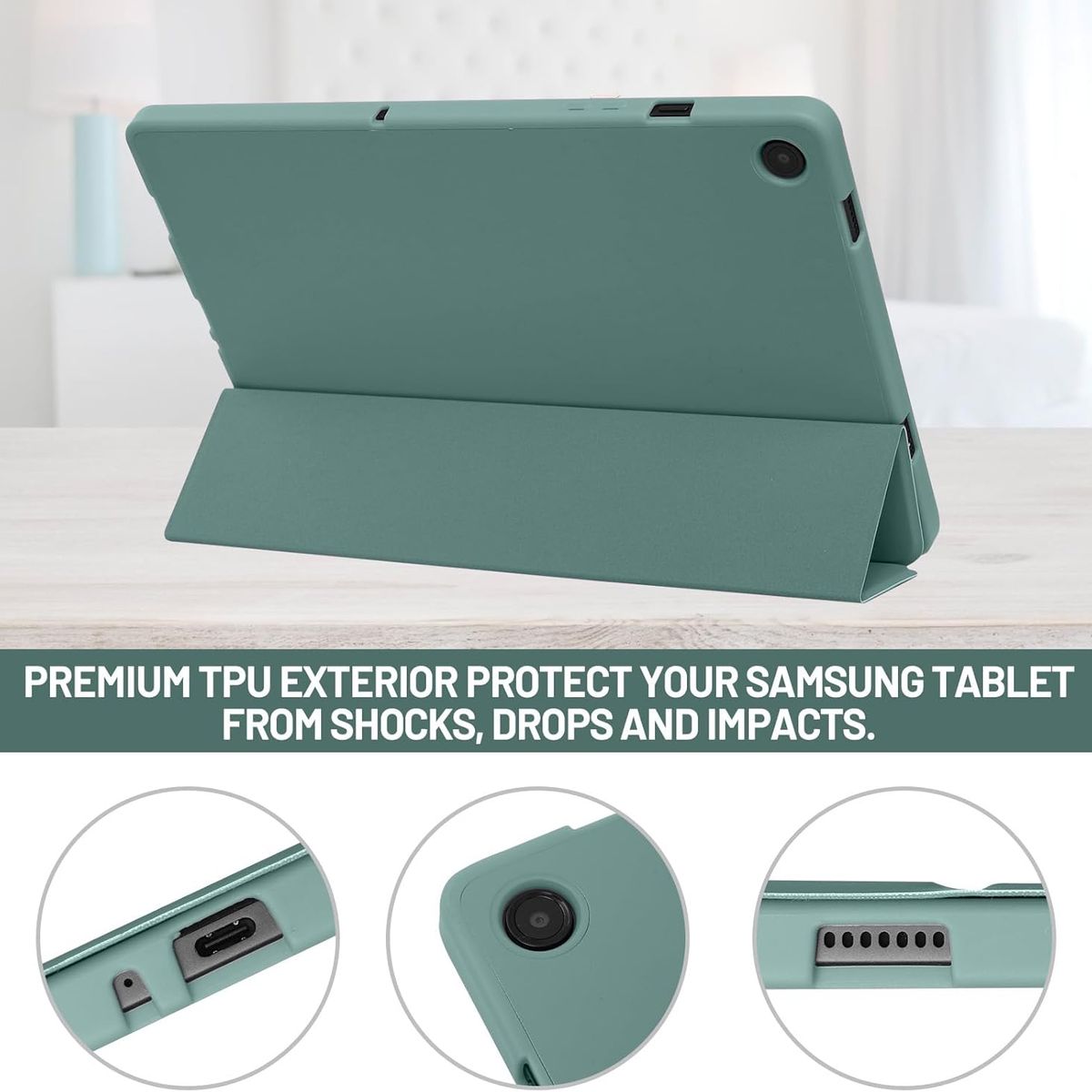 GENERICO - Funda Smart Case Portapencil Para Samsung A9 Plus 11"  - VERDE M.