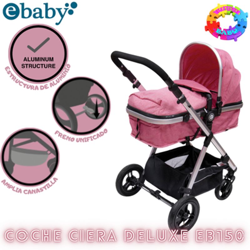 EBABY - COCHE MOISES DE LUJO-CIERA DELUXE-EDICION LIMITADA ROSADO