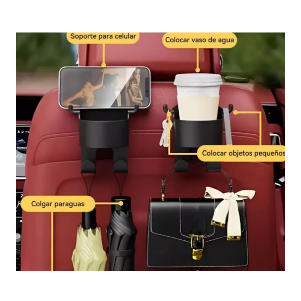 GENERICO - PORTAVASO AUTO CON GANCHO MULTIUSO