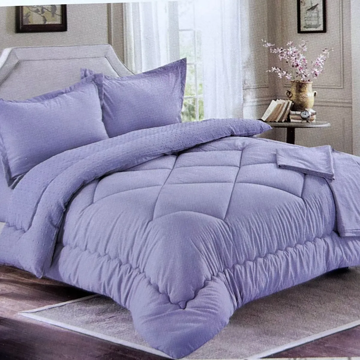 MINGDA - Set edredón 2 pz antiestrés de 5 pz 100% Algodón