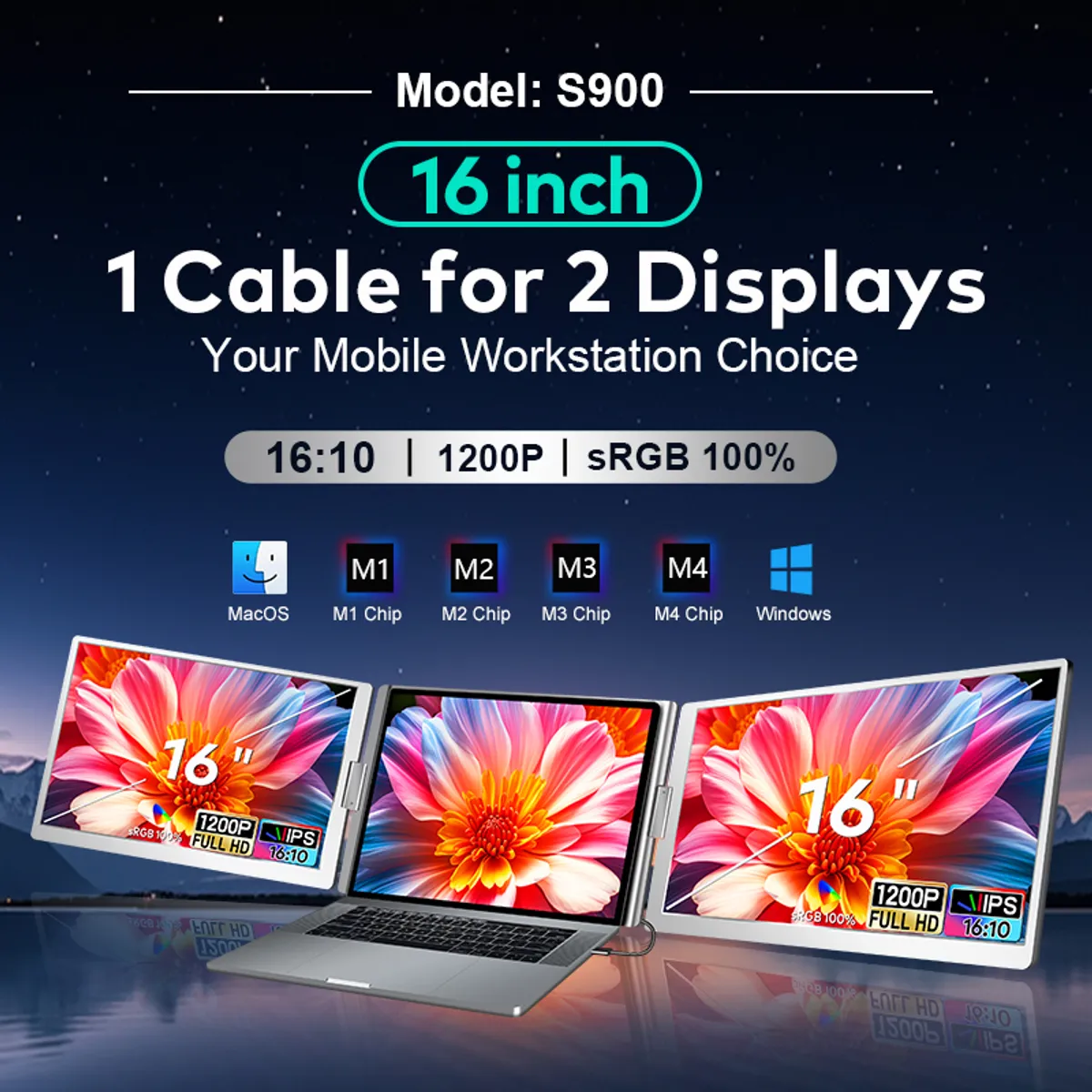 OEM - Extensor de Pantalla para Laptop de Triple Pantalla 1 cable