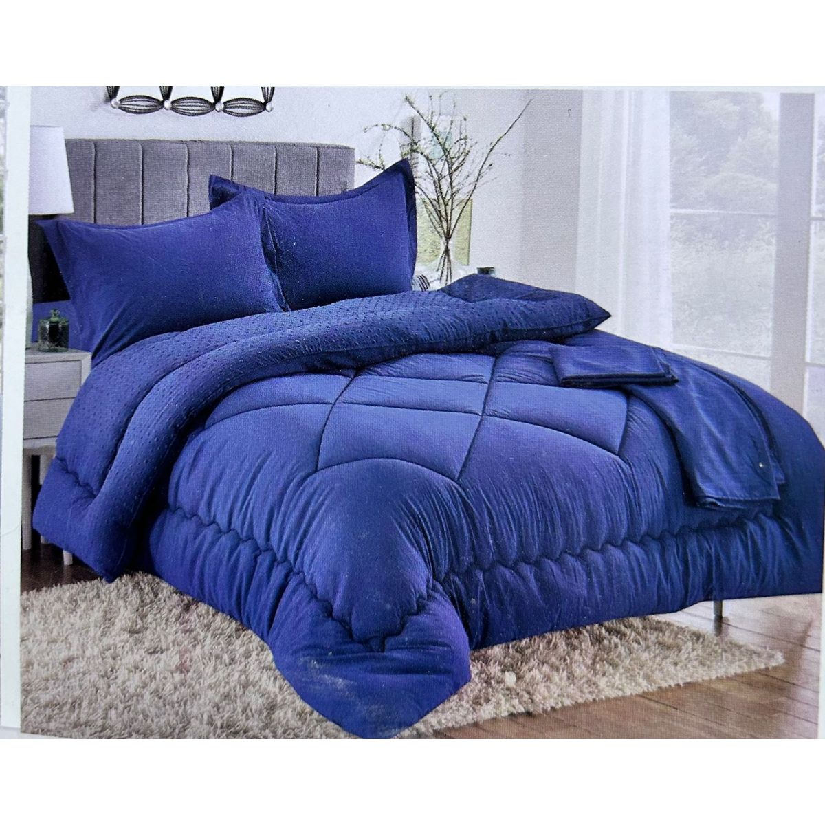 MINGDA - Set edredón 2 pz antiestrés de 5 pz 100% Algodón