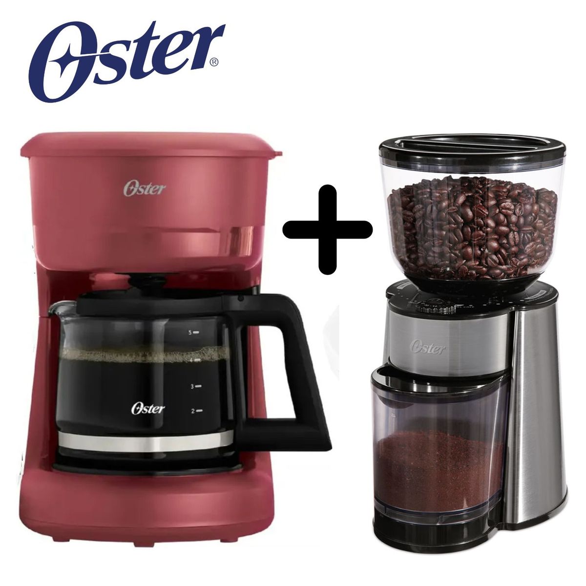 OSTER - Combo Cafetera Oster 5 tzas BVSTDCS51R + Molinillo BVSTBMH23