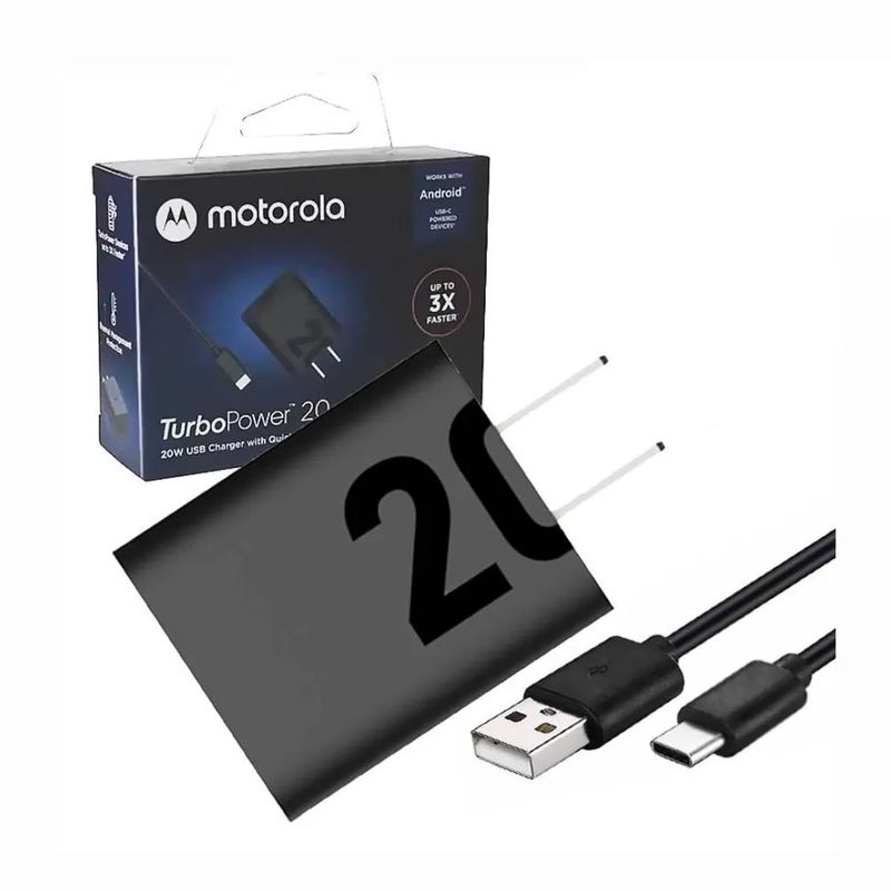 MOTOROLA - Cargador Motorola 20W USB A TIPO C Turbo Power