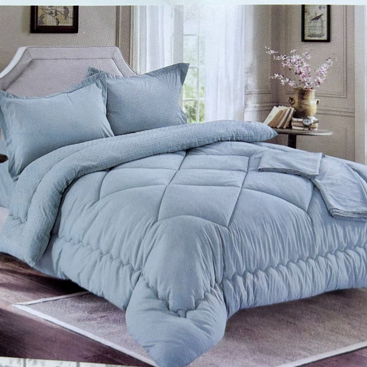 MINGDA - Set edredón Queen antiestrés de 5 pz 100% Algodón