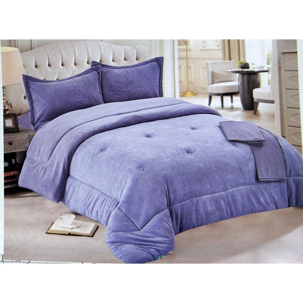 MINGDA - Set de Edredón 2 pz  piel de ángel con piel 5 piezas invierno