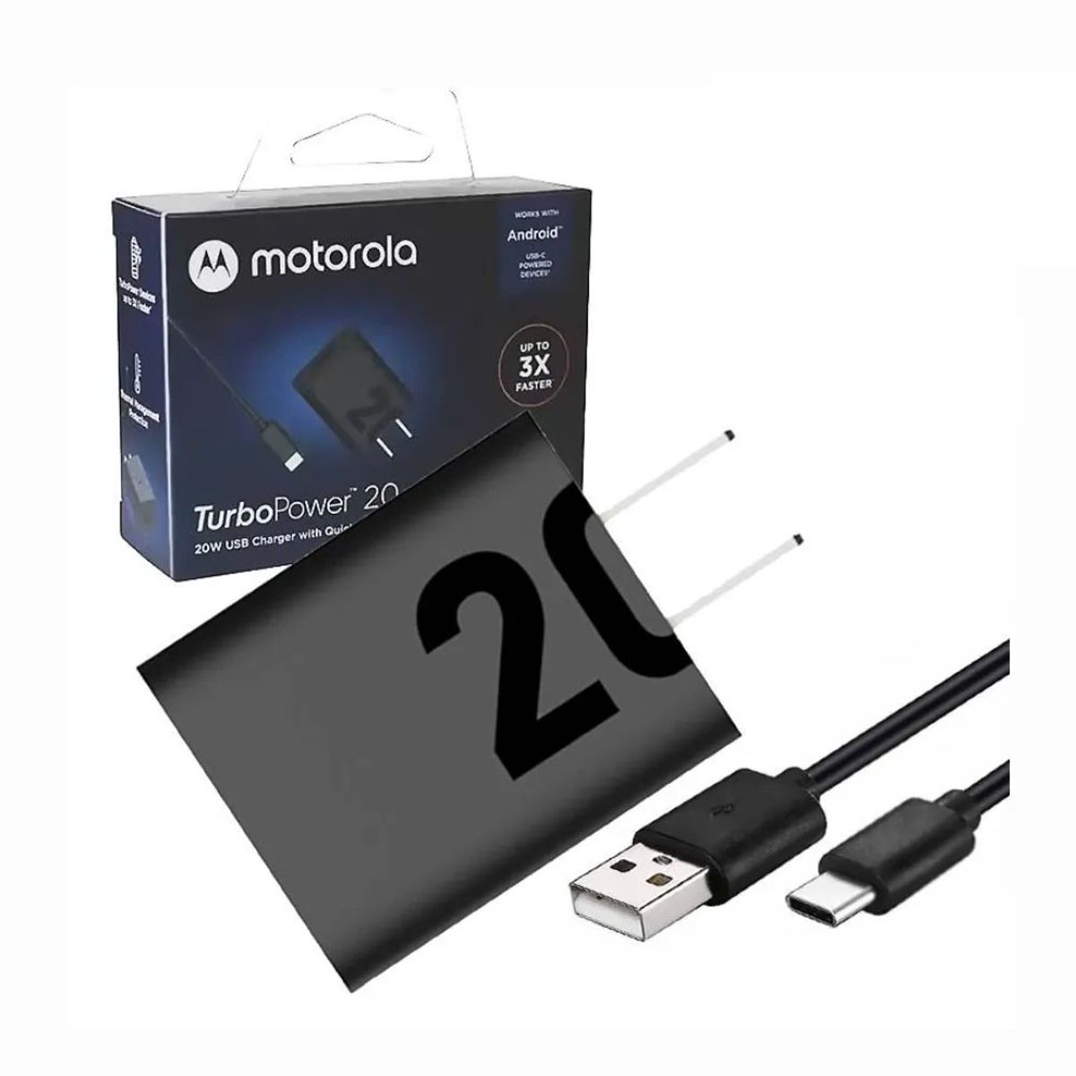 MOTOROLA - Cargador Motorola Turbo Power 20W Original - Negro