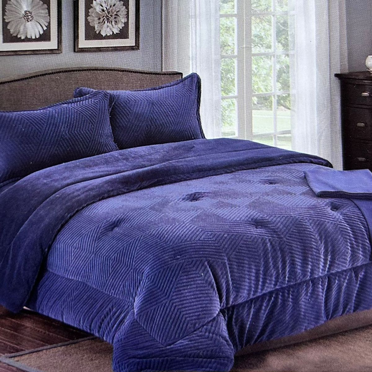 MINGDA - Set de Edredón 2 pz  piel de ángel con piel 5 piezas invierno