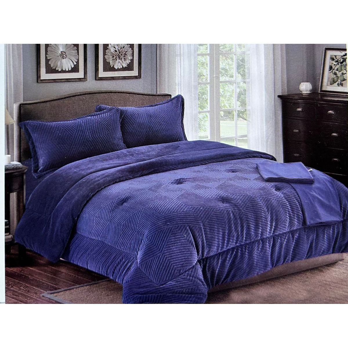 MINGDA - Set de Edredón 2 pz  piel de ángel con piel 5 piezas invierno