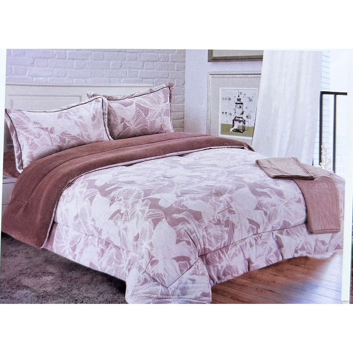 MINGDA - Set de Edredón 2 pz  piel de ángel con piel 5 piezas invierno