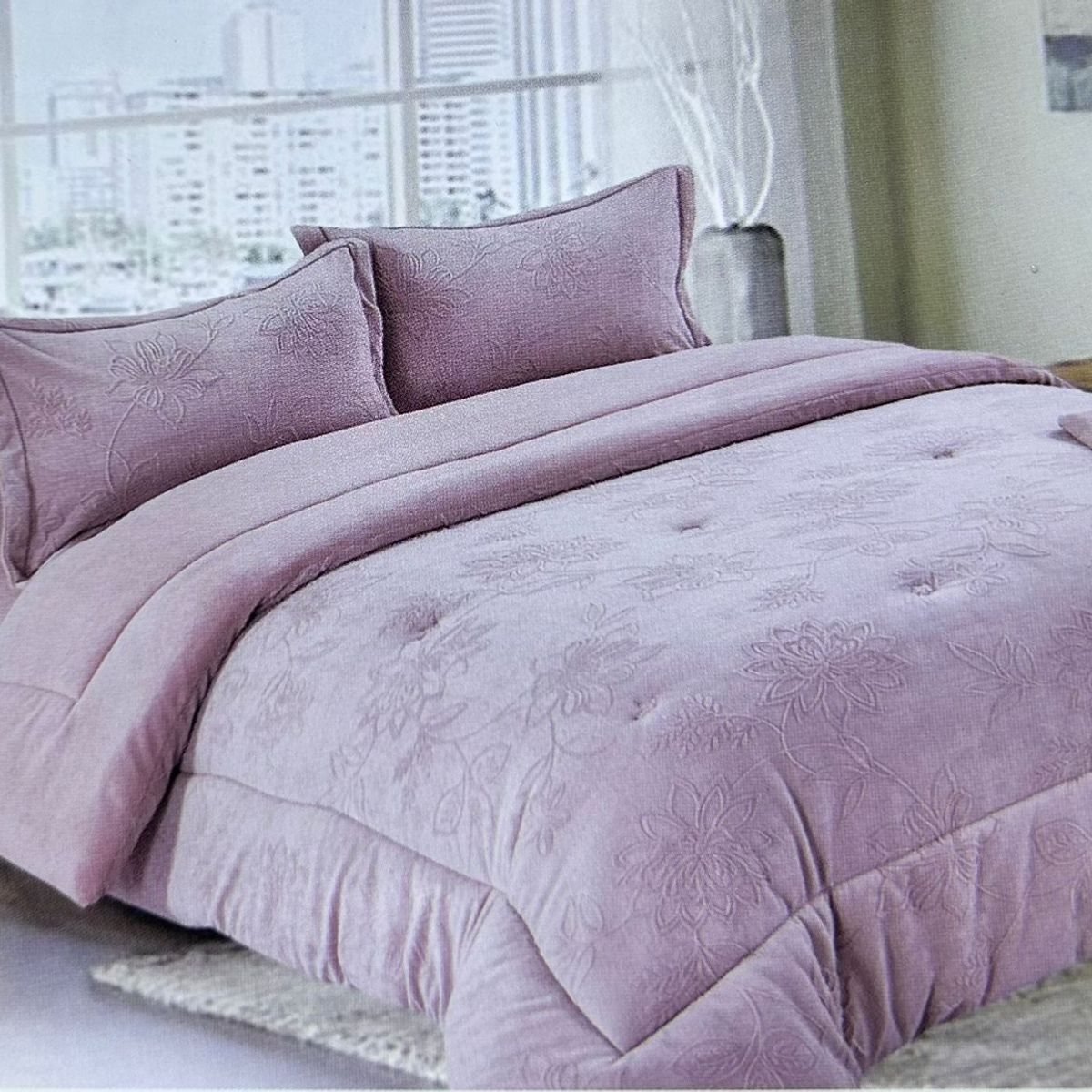 MINGDA - Set de Edredón 2 pz  piel de ángel con piel 5 piezas invierno