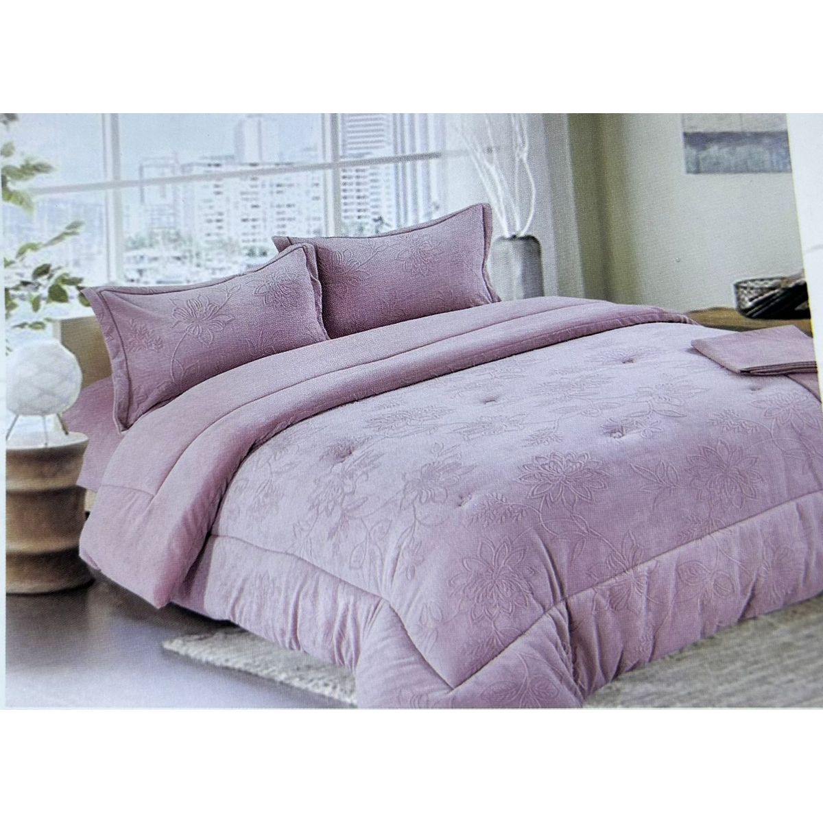 MINGDA - Set de Edredón 2 pz  piel de ángel con piel 5 piezas invierno