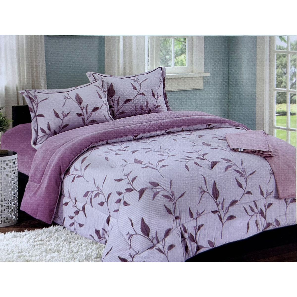 MINGDA - Set de Edredón 2 pz  piel de ángel con piel 5 piezas invierno