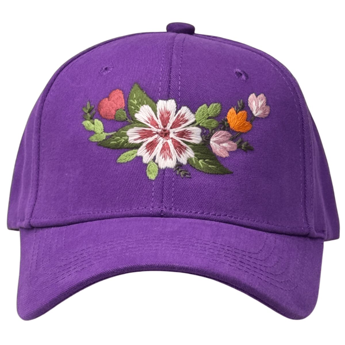 GENERICO - Gorra Drill Morado con bordado de flores