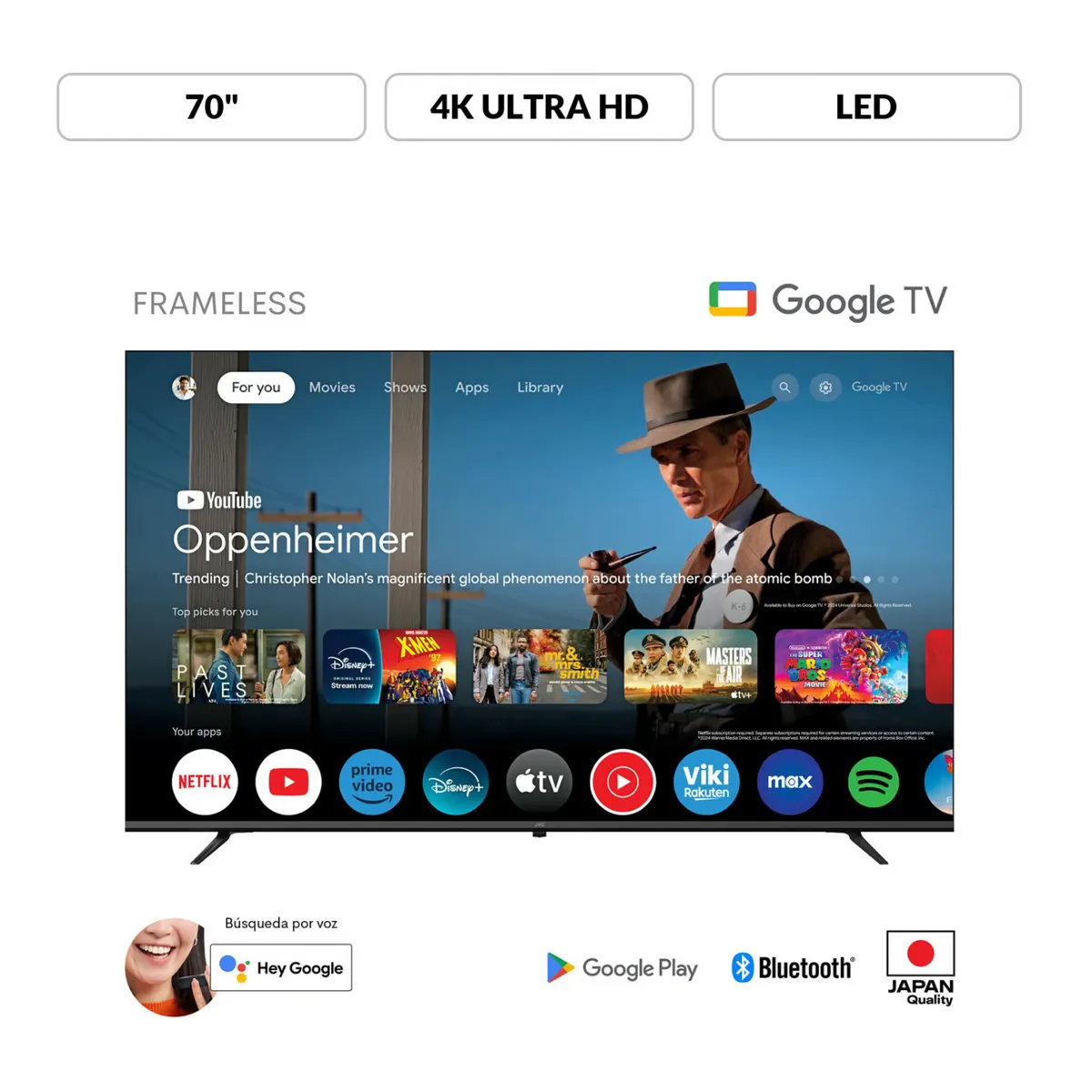 GENERICO - JVC 70 4K UHD LED con Control por Voz y Bluetooth  Modelo LT-70KB54