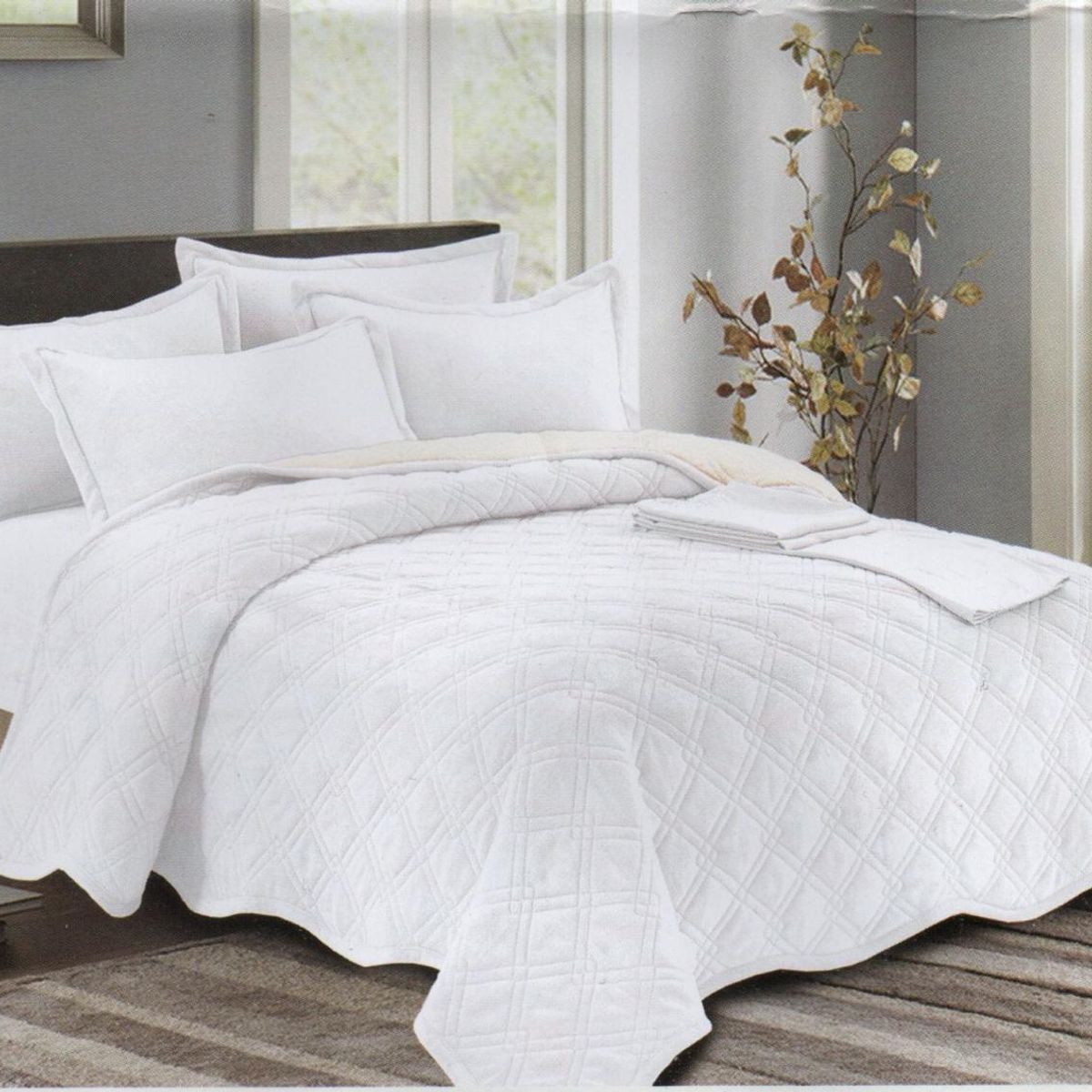 MINGDA - Set de cubrecama 2 pz carnero con piel de ángel 5 piezas 