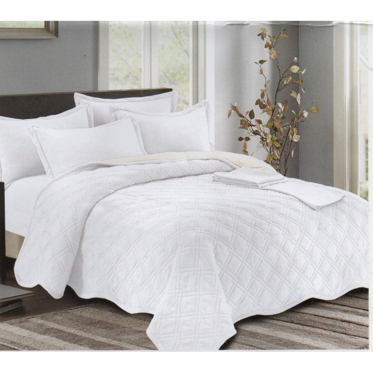 MINGDA - Set de cubrecama 2 pz carnero con piel de ángel 5 piezas 