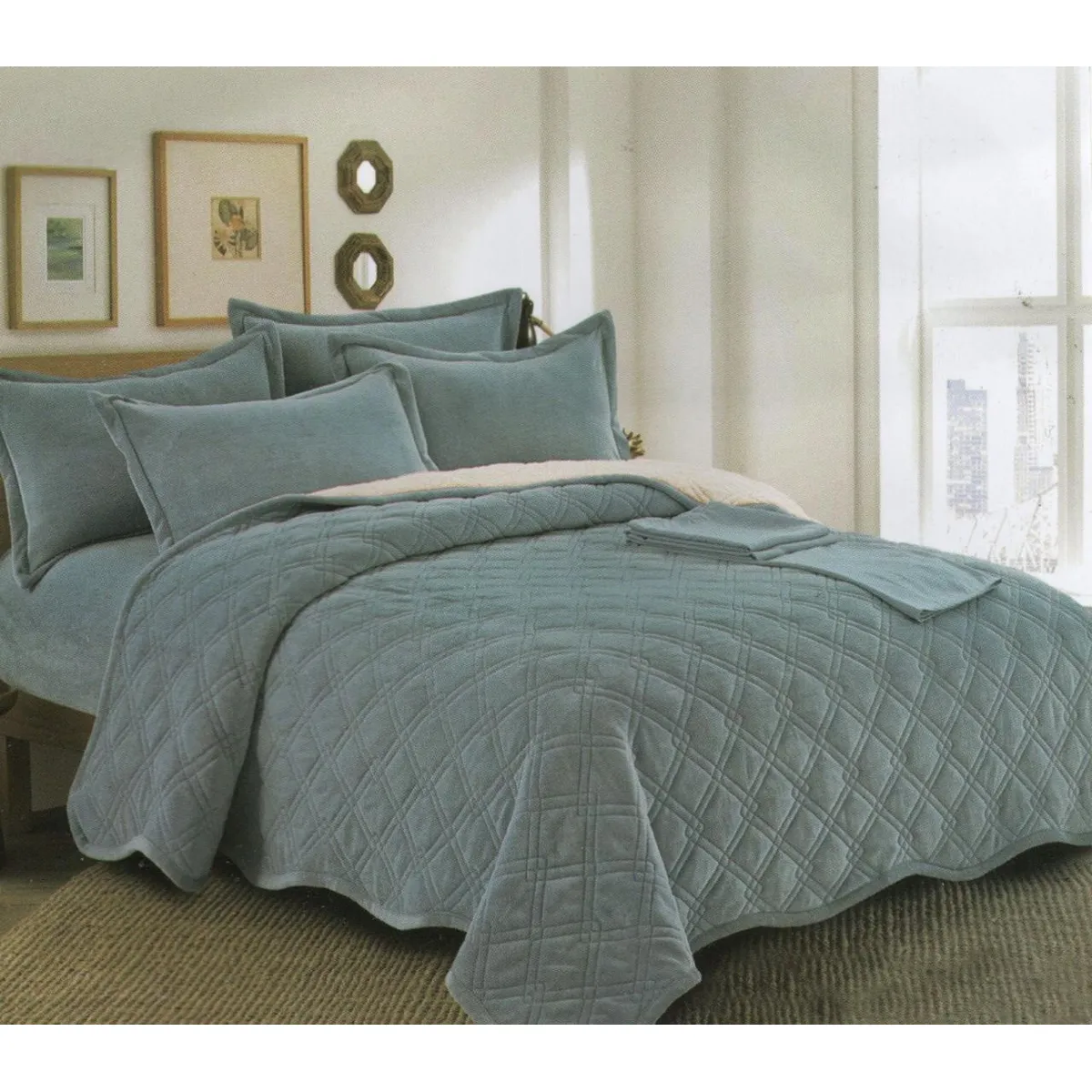 MINGDA - Set de cubrecama 2 pz carnero con piel de ángel 5 piezas 