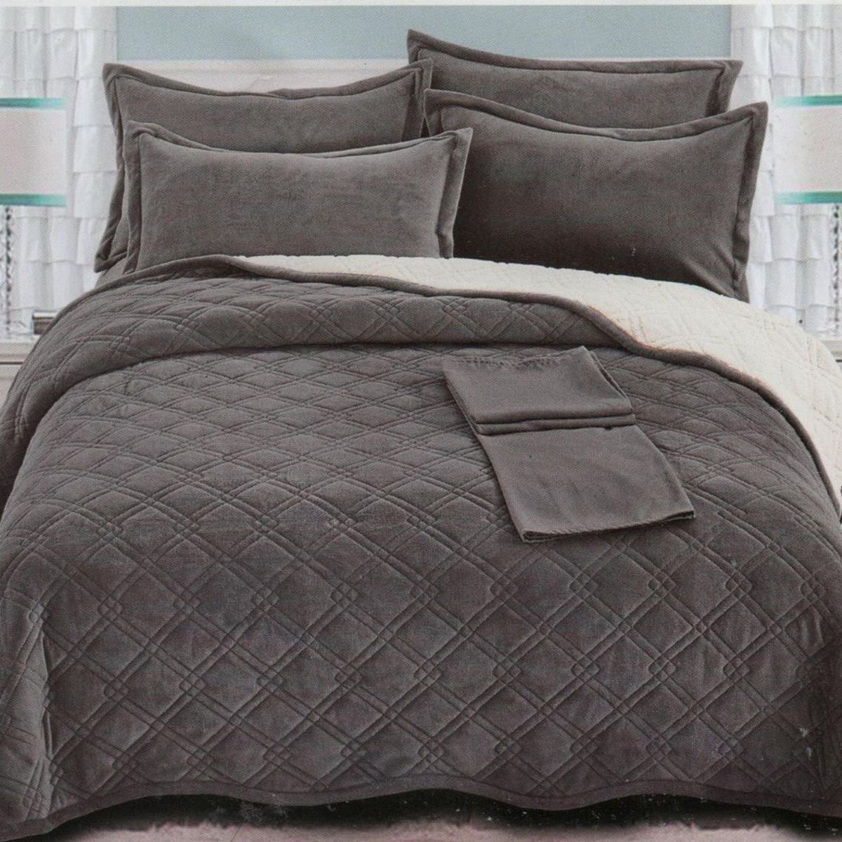 MINGDA - Set de cubrecama 2 pz carnero con piel de ángel 5 piezas 