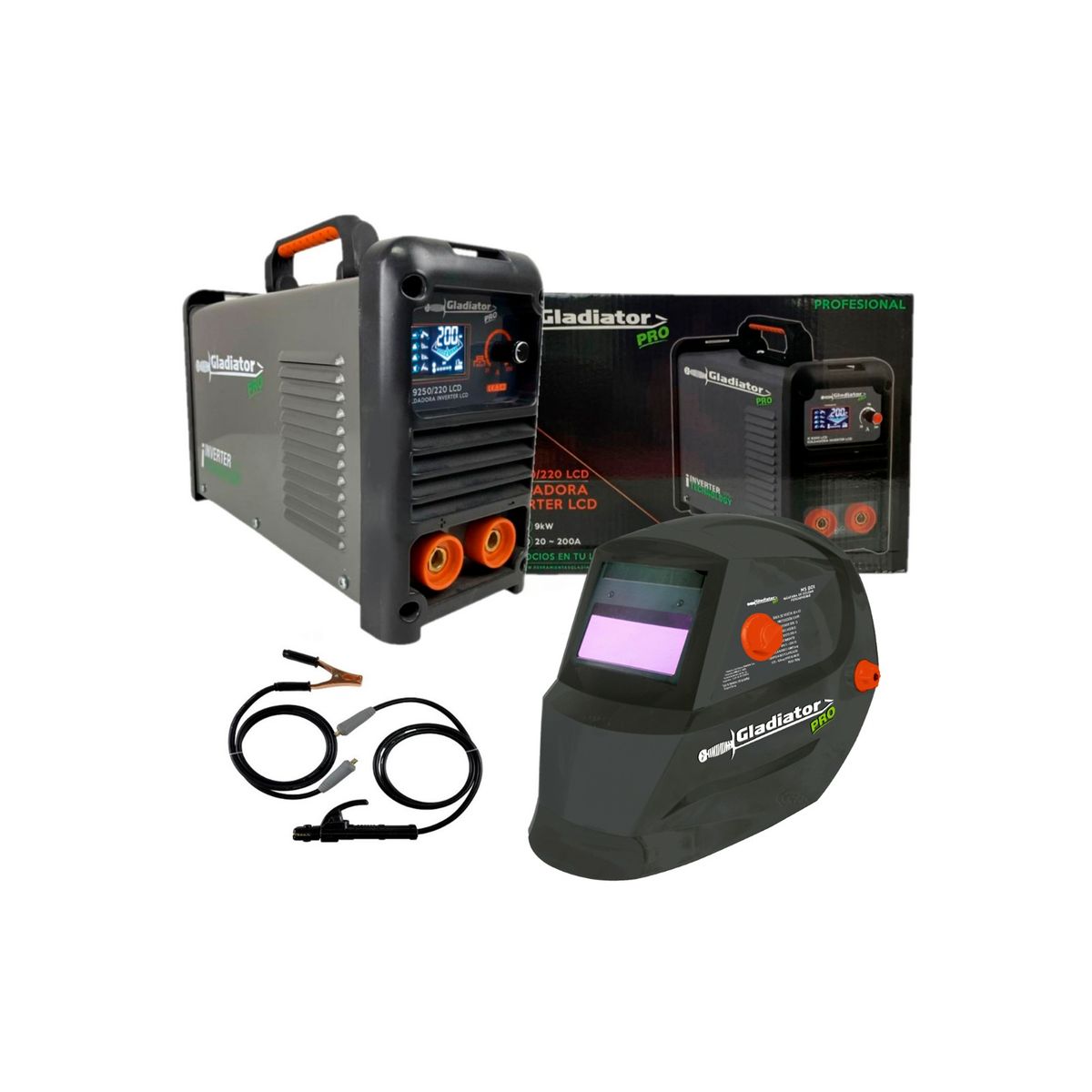 GLADIATOR - SOLDADORA INVERTER 200AMP LCD CON MASCARA FOTOSENSIBLE