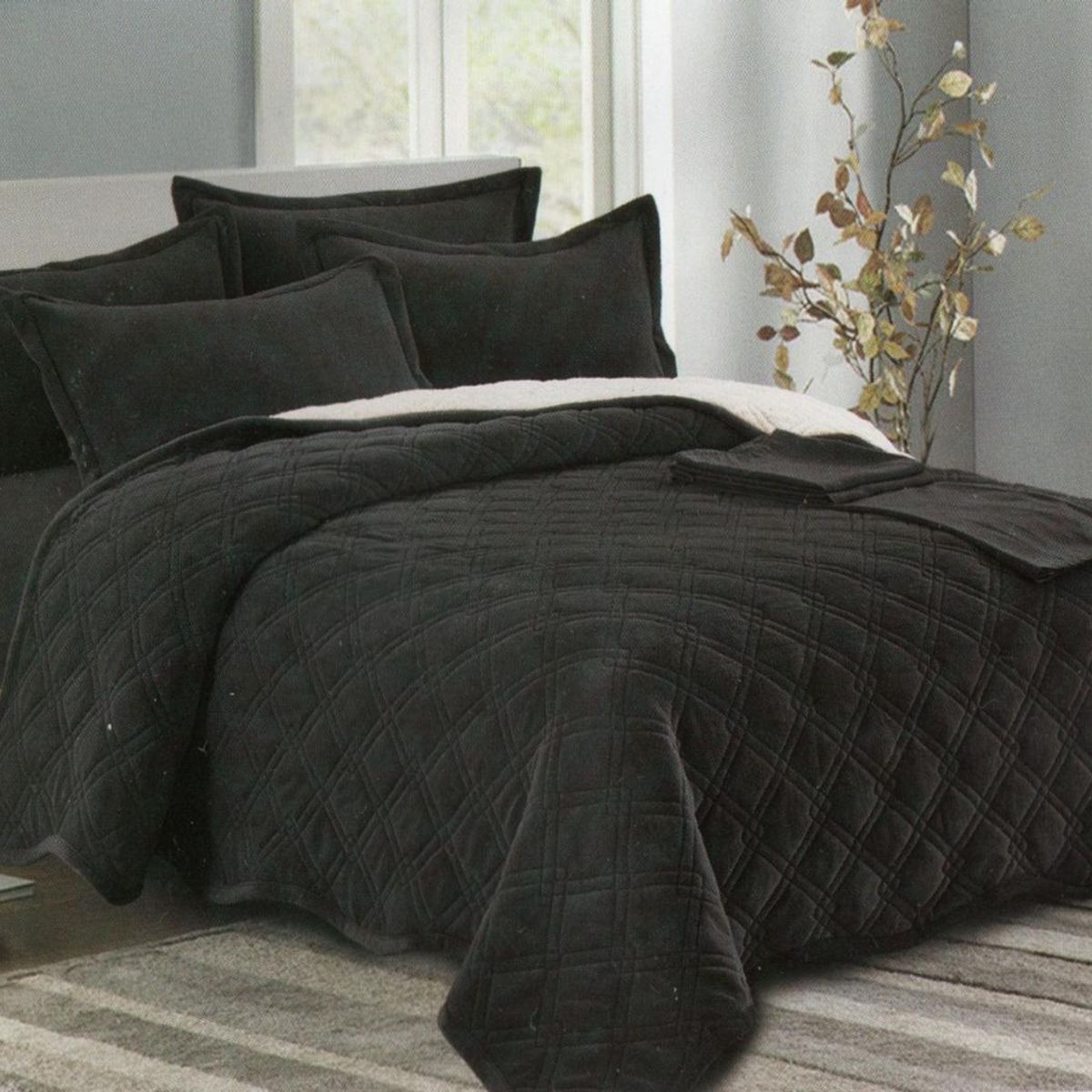 MINGDA - Set de cubrecama 2 pz carnero con piel de ángel 5 piezas 