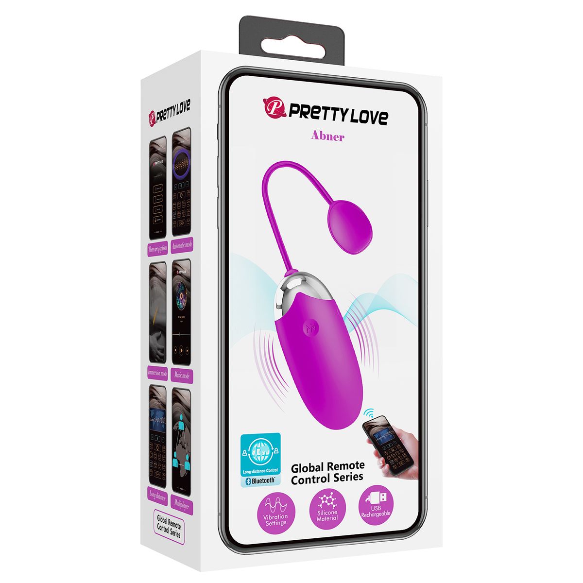 PRETTY LOVE - Huevo Vibrador Parejas Abner Fucsia Control APP Smartphone + Bluetooth