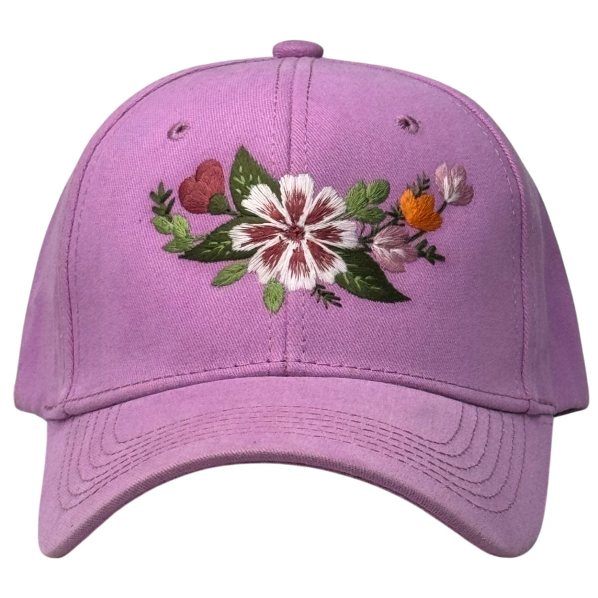 GENERICO - Gorra Casual unisex bordado clasica de drill rosada con diseño floral