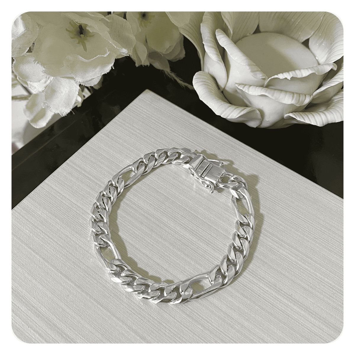 GENERICO - Pulsera Hombre Fígaro 5x1 Regalo Novio Papá Plata 950