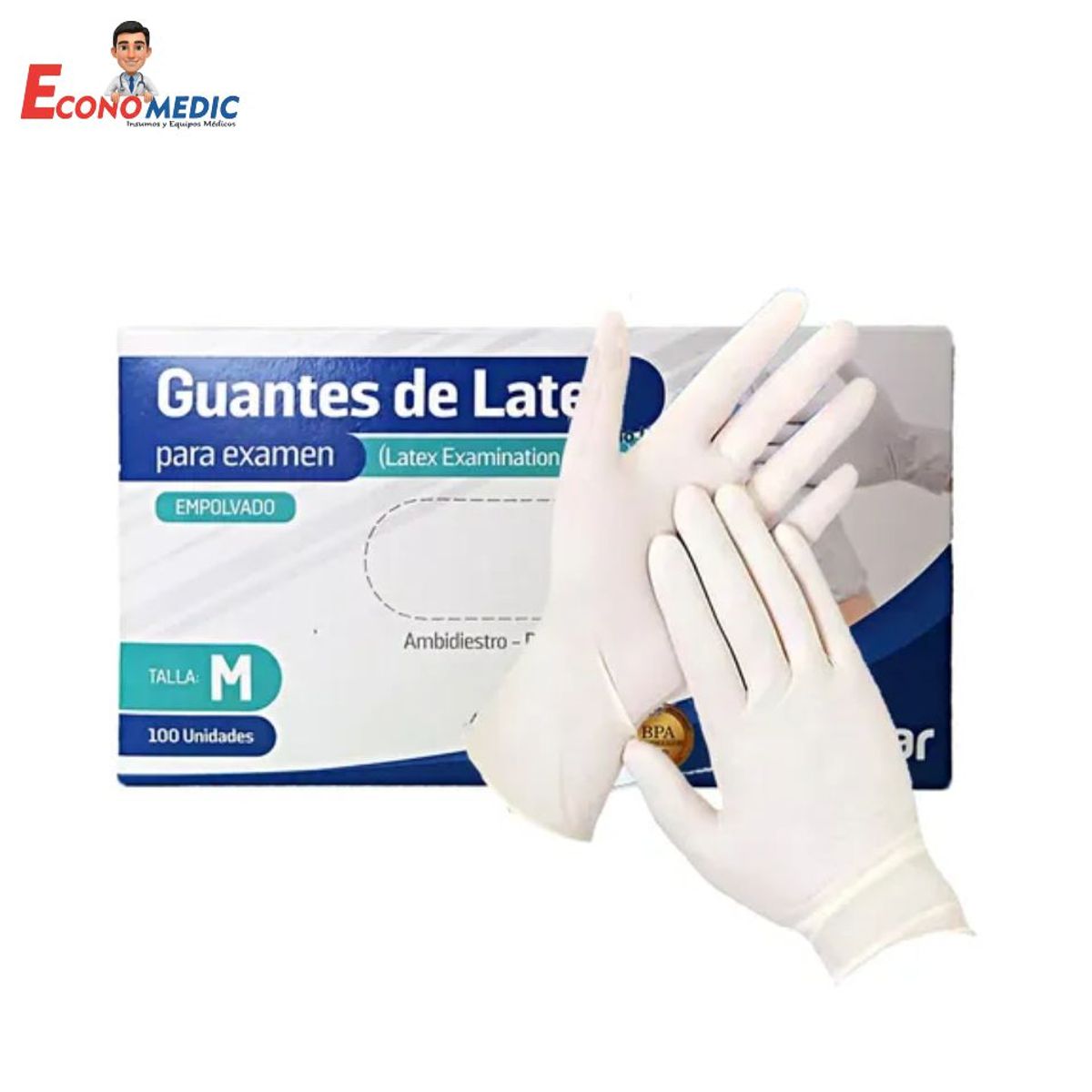 ALKHOFAR - GUANTES DE LATEX TALLA M X 100 UND - ALKHOFAR