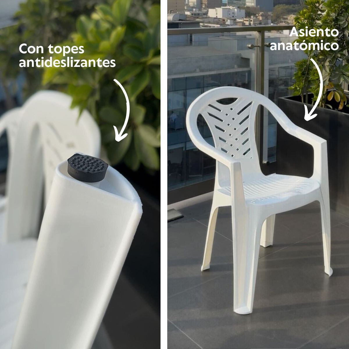 HOGARMAS - Silla Anatómica Con Brazo Blanca Confort