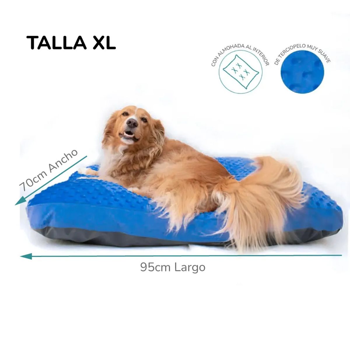 CAT OH - Cama Colchoneta para Perros Dots Azul - XL