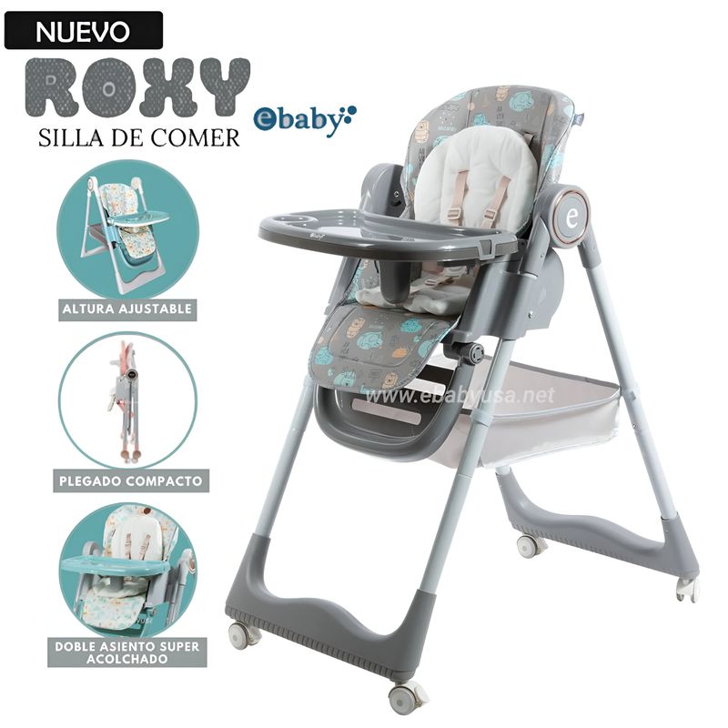 EBABY - Silla de comer Plegable Roxy Gris