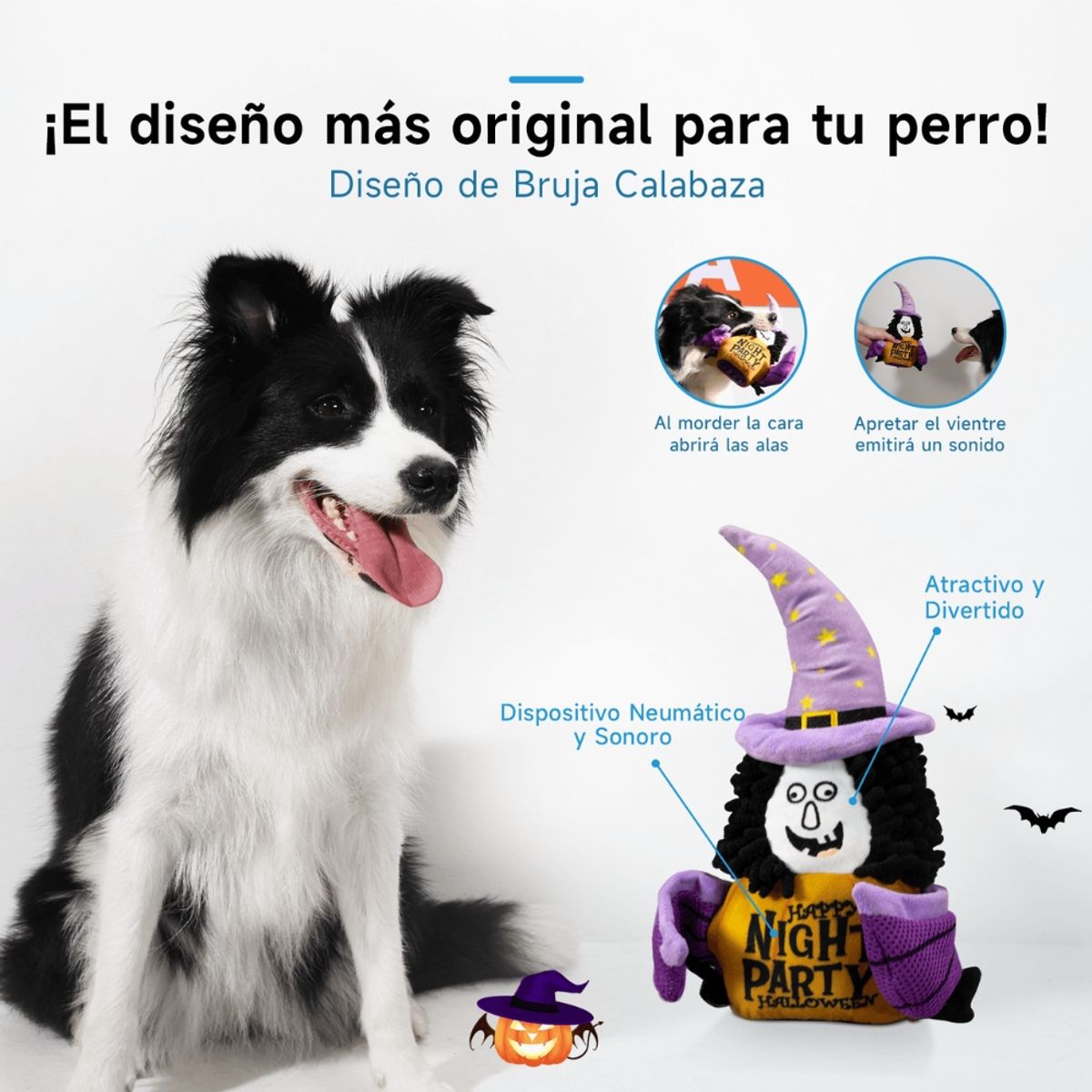 MOMOVIDA - Juguete Interactivo para Perros en Forma de Bruja DT-3