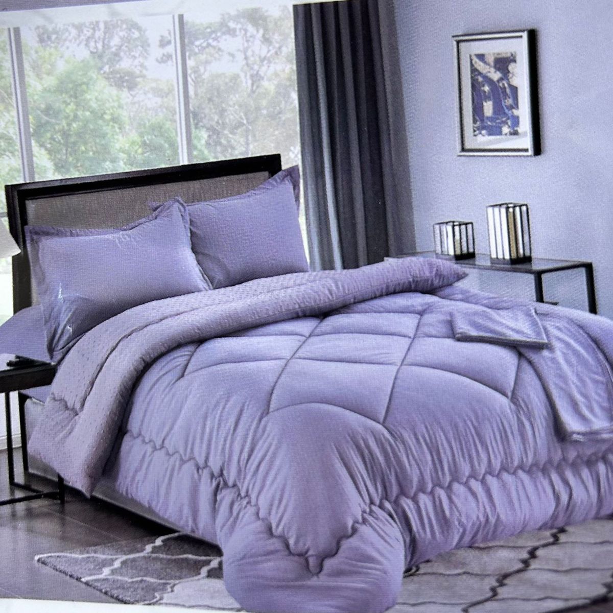 MINGDA - Set edredón 2 pz antiestrés de 5 pz 100% Algodón