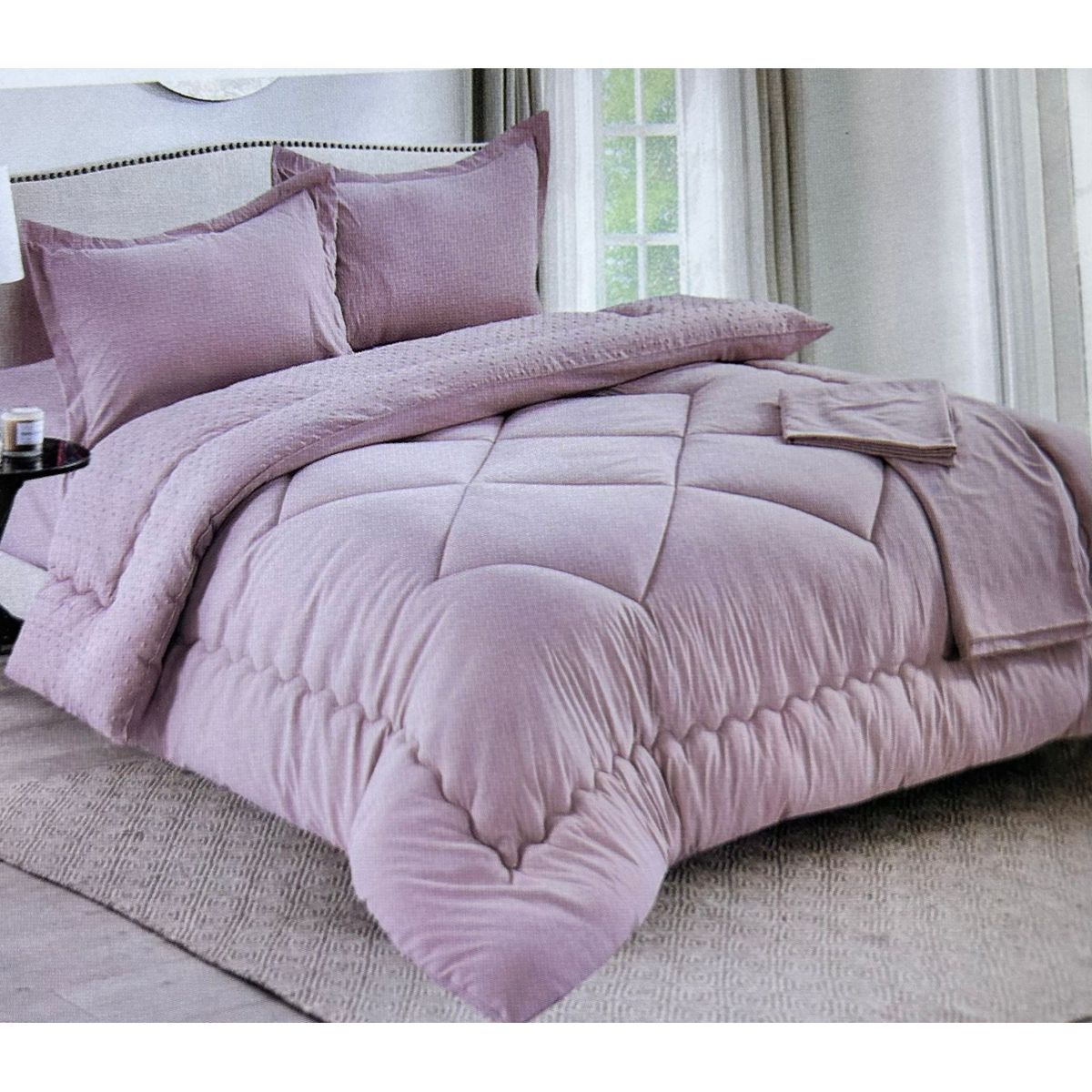 MINGDA - Set edredón Queen antiestrés de 5 pz 100% Algodón