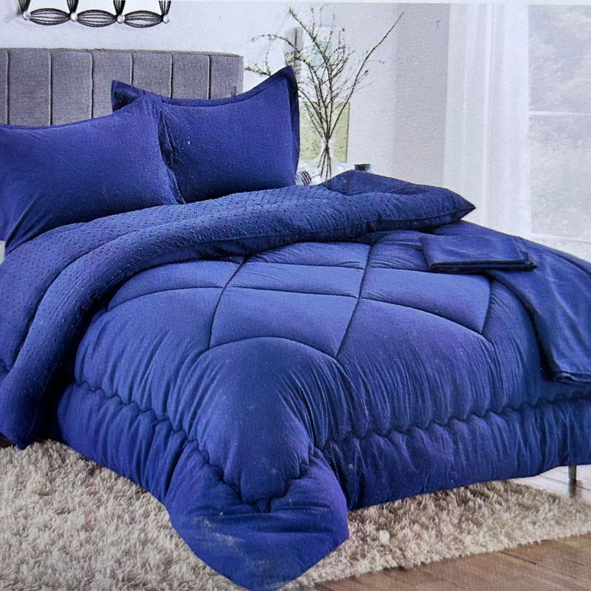 MINGDA - Set edredón Queen antiestrés de 5 pz 100% Algodón