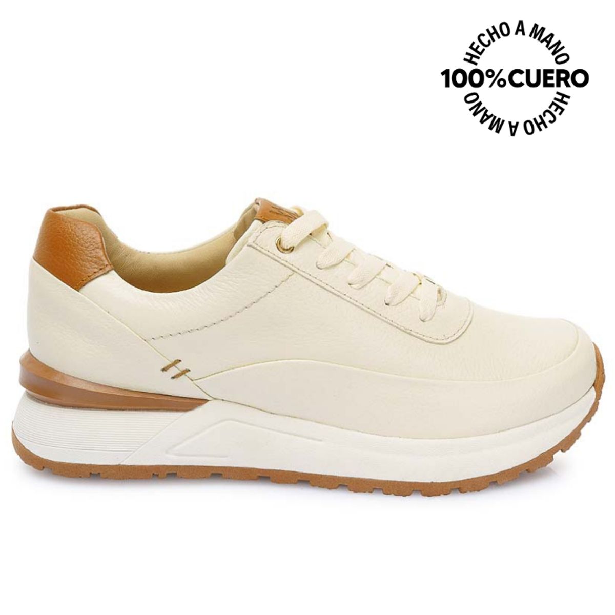 VIALE - Zapatilla Casual TERI-2501 Hueso Viale Cuero