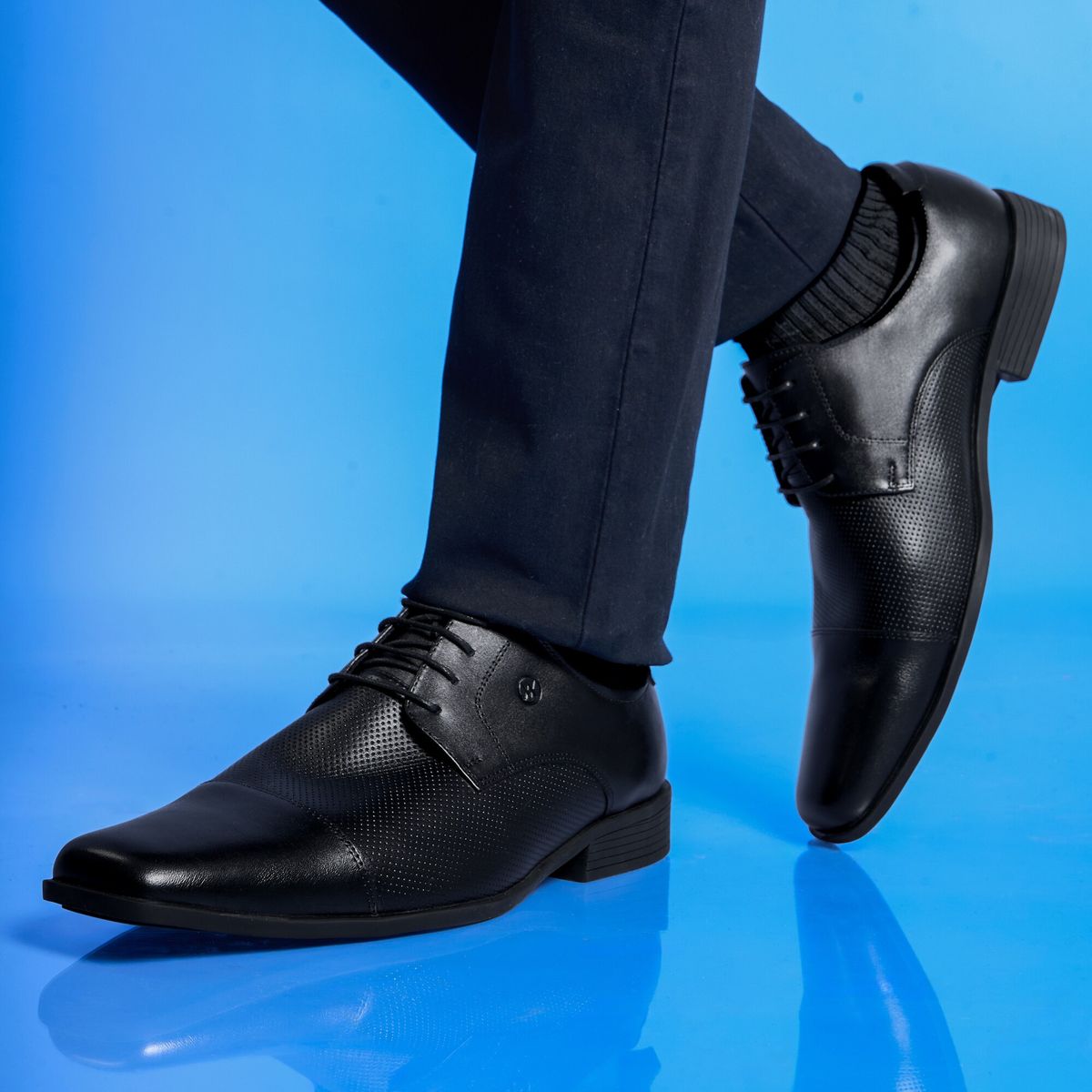 VIALE - Zapato Derby Casual EDER-2504 Negro Viale Homme Cuero