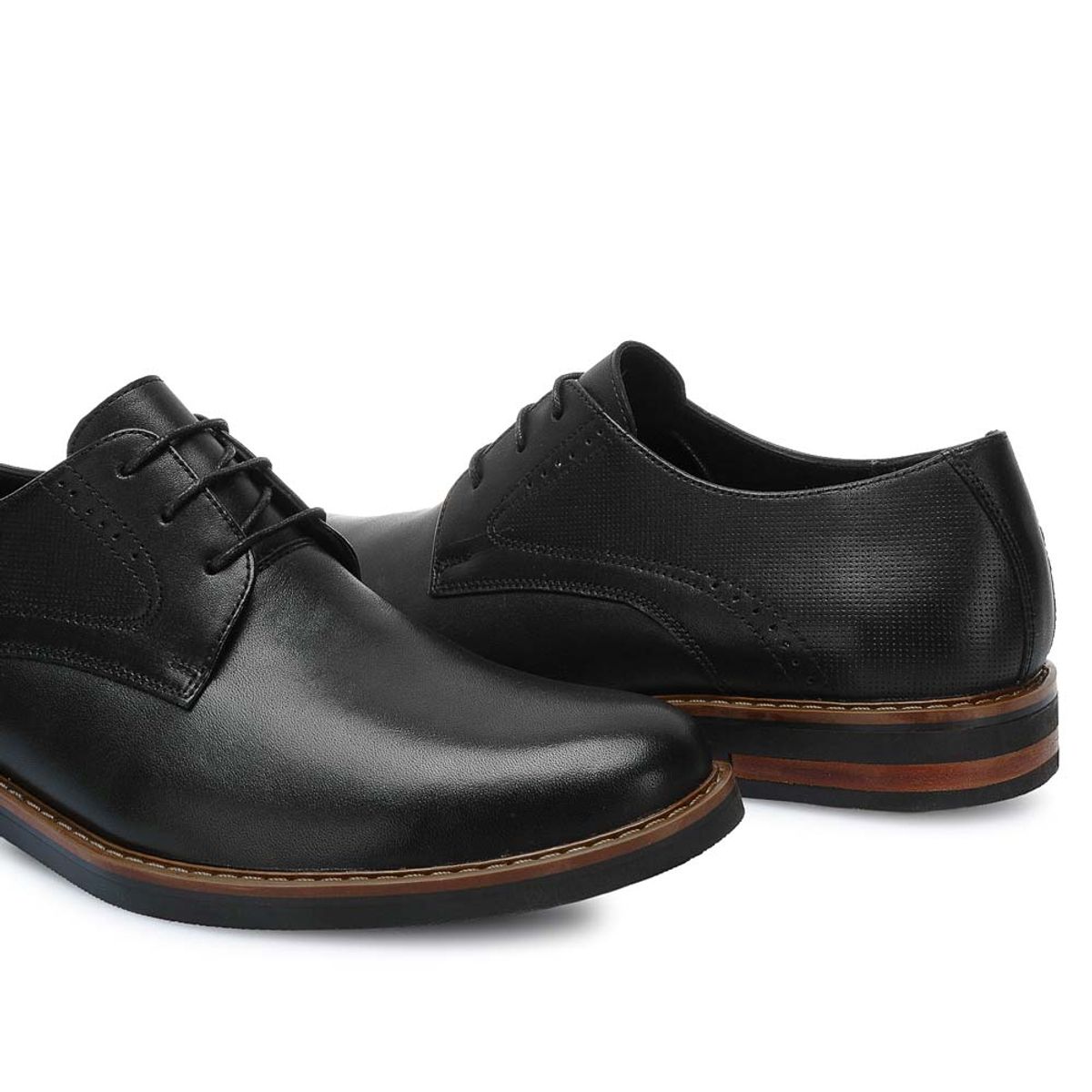 VIALE - Zapato Derby Casual RICARDO-2528 Negro Viale Homme Cuero