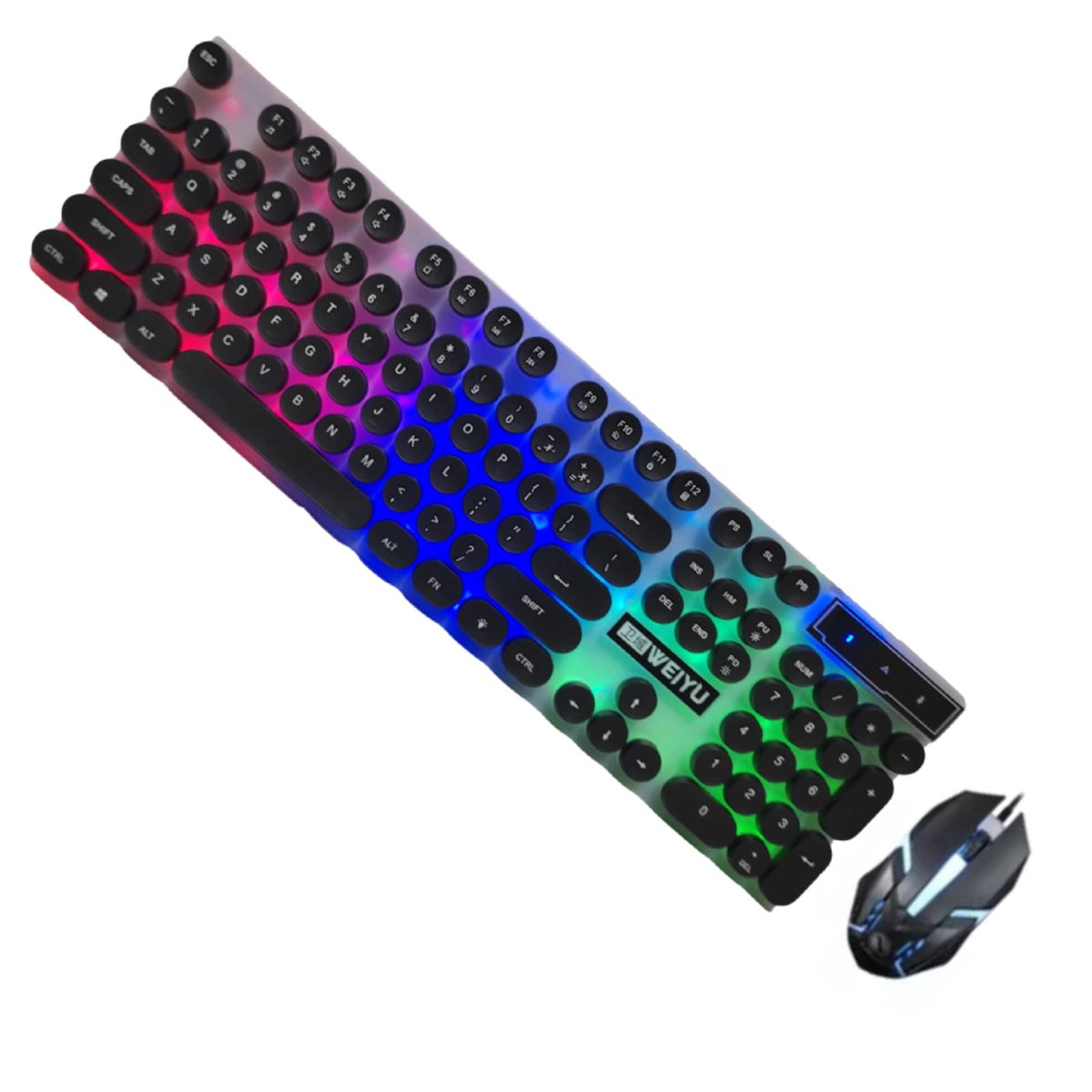 GENERICO - Teclado y Mouse Gamer Negro Alambrico Vintage Iluminado MYT10