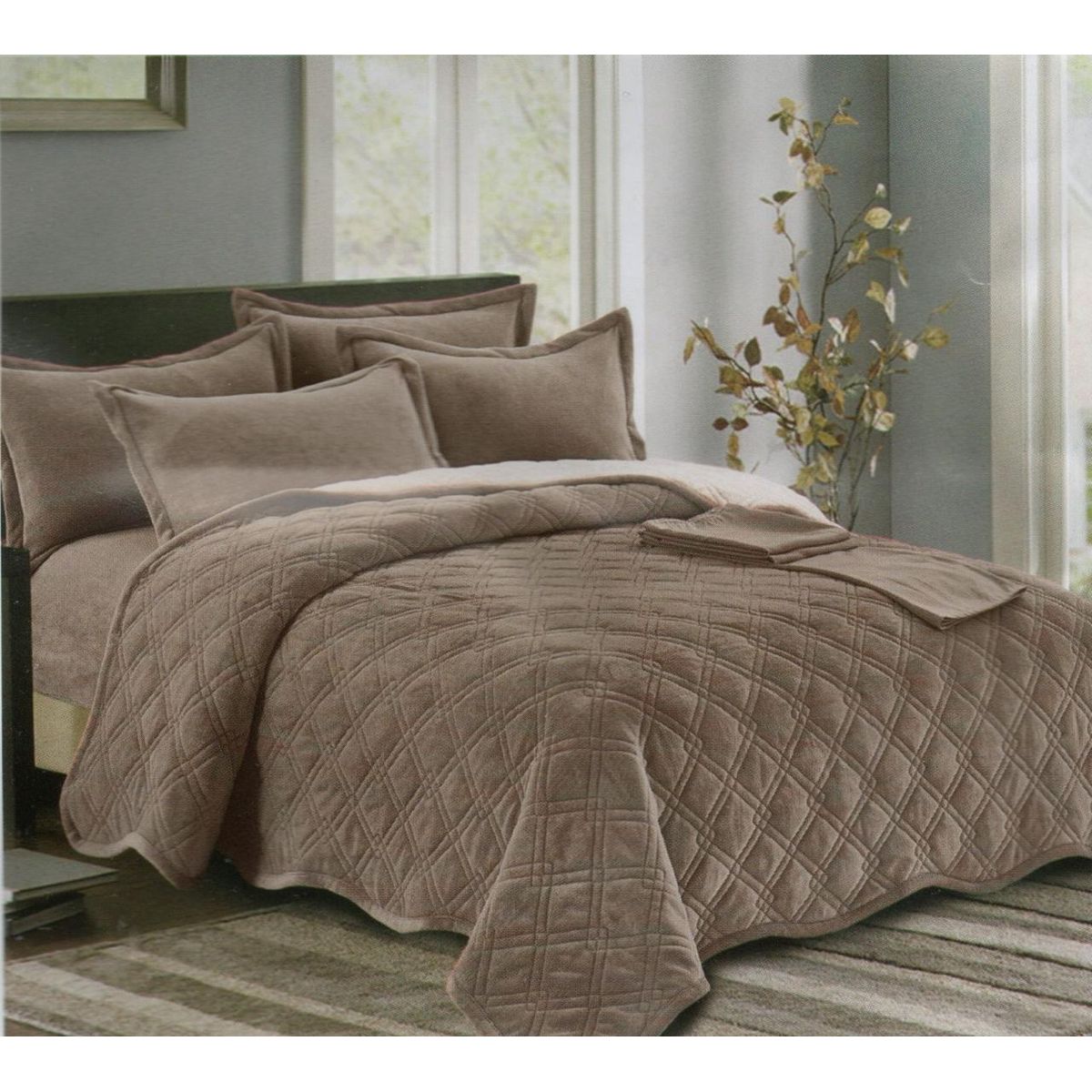 MINGDA - Set de cubrecama 2 pz carnero con piel de ángel 5 piezas 